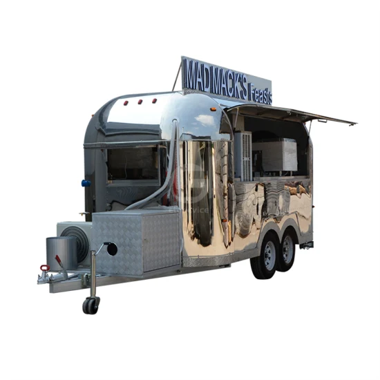 Европейский модный прицеп для еды Airstream, грузовик для фаст-фуда из нержавеющей стали с тележкой для еды CE